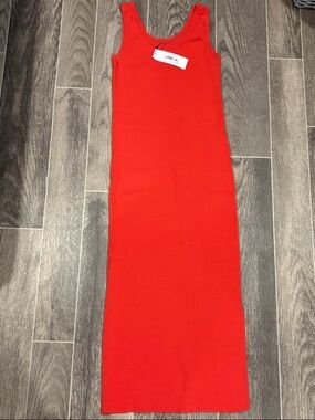 The Drop Yasmin Sweater Dress with Slit in Fire Orange